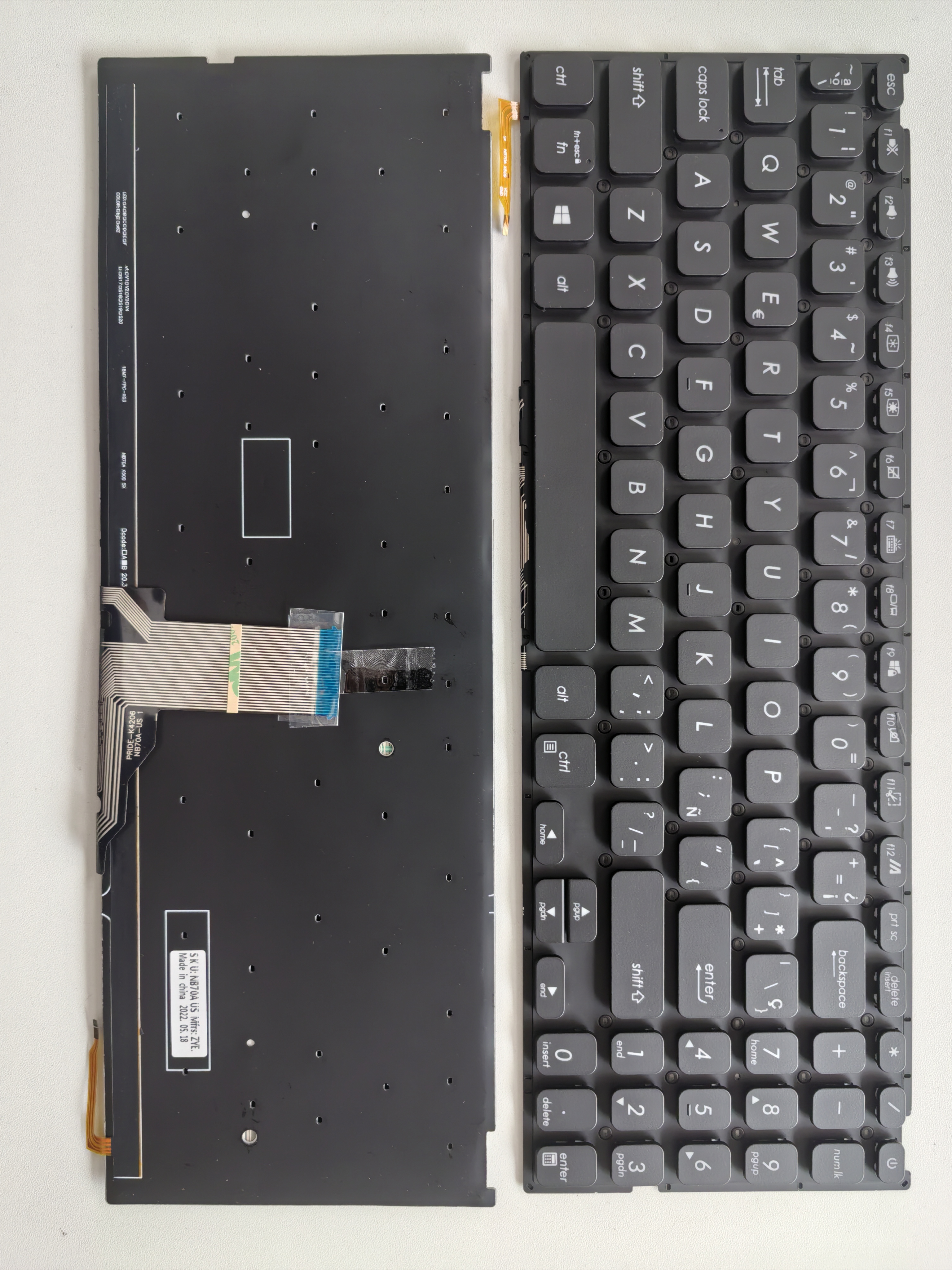 Picture of New Replacement Laptop Keyboard For ASUS X509 small carriage return BLACK Backlit (OEM) SP Layout